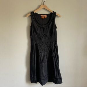 Tory Burch Black Black Sleeveless Pleated A Line Knee Length Cocktail Dress EUC